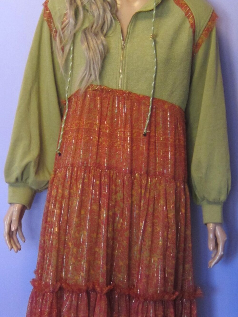 FREE PEOPLE BALI CASSIA Boho Hippie India Sweatshirt Maxi Festival DRESS NWT - Picture 7 of 11